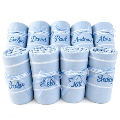 Personalized Turkish Beach Towel Light Blue 40x71 Inch Custom Embroidered Name Summer Vacation Travel Pool Sand-Free Cotton