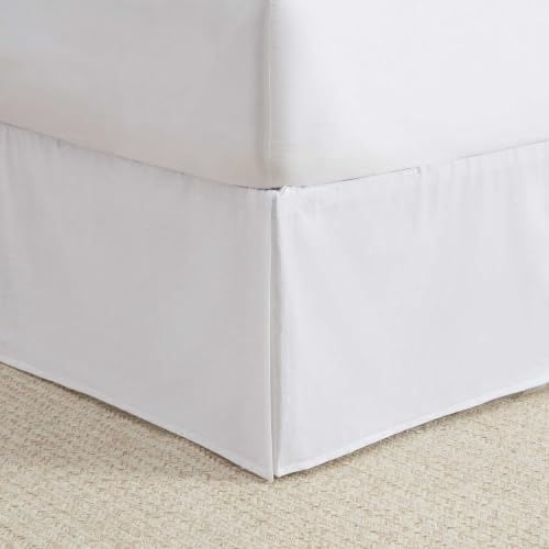Queen Size Bed Skirt Cotton Percale 15-Inch Drop - Charlotte White