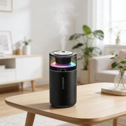 Mini Humidifier with Essential Oil Diffuser - 280ML, Black, Adjustable Light