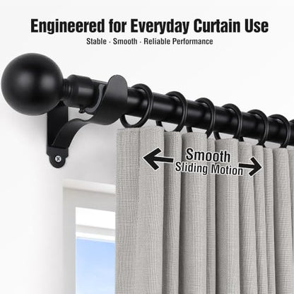 Extra Thick Metal Curtain Rings for 1 Inch Rod, Matte Black, 24 Pack