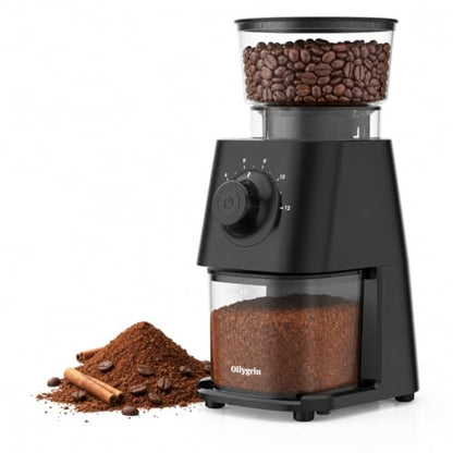 Electric Conical Burr Coffee Grinder with 30 Grind Settings, Anti-Static, Compact Home Use