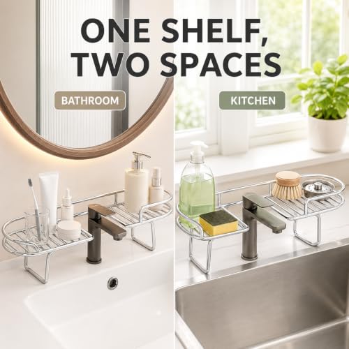 60cm Foldable Stainless Steel Sink Shelf No-Drill Over The Sink Organizer