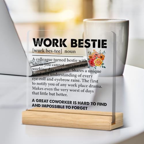 Work Bestie Gifts for Women D12 - Funny Office Desk Sign Keepsake Acrylic