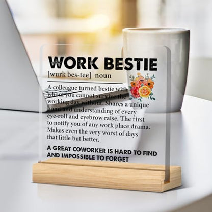 Work Bestie Gifts for Women D12 - Funny Office Desk Sign Keepsake Acrylic