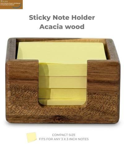 Acacia Wood Sticky Note Holder Desk Organizer for 3x3 Inch Notes