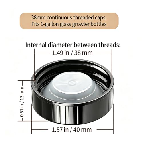 12 Pack 38mm Poly Seal Screw Taperseal Growler Caps Leak-Proof Black