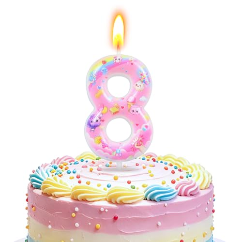 Squishy Birthday Candle Number 8 - Cake Topper for 8th Party Decorations