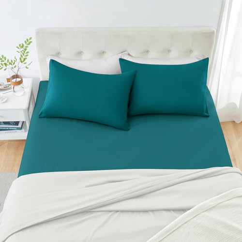 Standard 20x26 Inch Teal Microfiber Pillowcases - 2 Pack