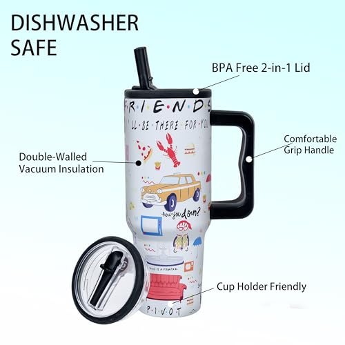 White Lobster Print 40oz Stainless Steel TV Tumbler with Lid & Straw - Funny TV Show Gift