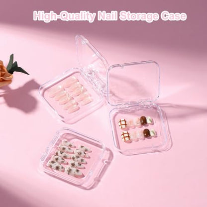 12Pcs Nail Storage Box with Double-Sided Adhesive Tape for Press-On Nails and Crafts
