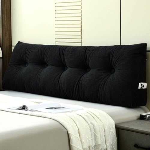 Black Wedge Pillow with Headboard Support 59x16 Inch for Bed Couch Legs Back