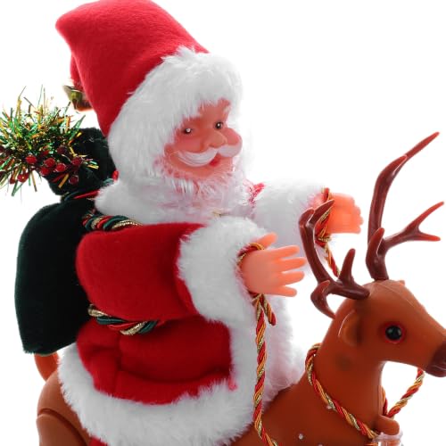 Animated Christmas Riding Deer with Music - Holiday Decor, 21.5cm