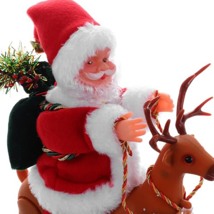 Animated Christmas Riding Deer with Music - Holiday Decor, 21.5cm