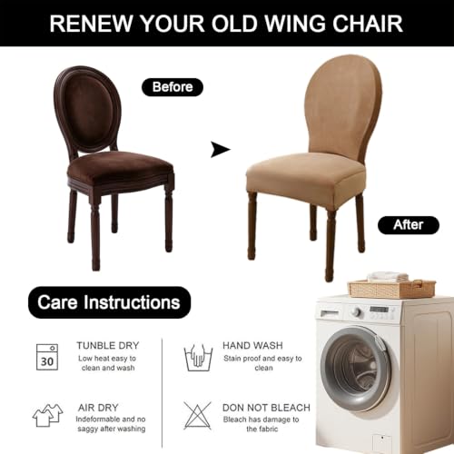 Black Set of 6 Waterproof Round Back Dining Chair Covers - Armless Slipcovers