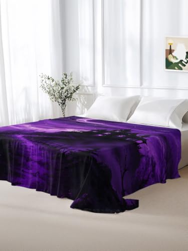Queen Microfiber Flat Sheet Halloween Purple Bed Sheets with Lavender, Indigo, Silver, Slate Variations
