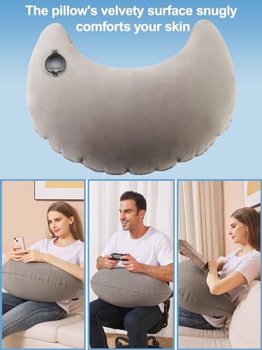 HAIYANLE lnflatable Pillow for Game,Reading Pillow for Bed Rest Pillows Controller Game Pillow for Travel Pillow for Plane Inflatable Provides Wrist & Elbow Support (gray1)