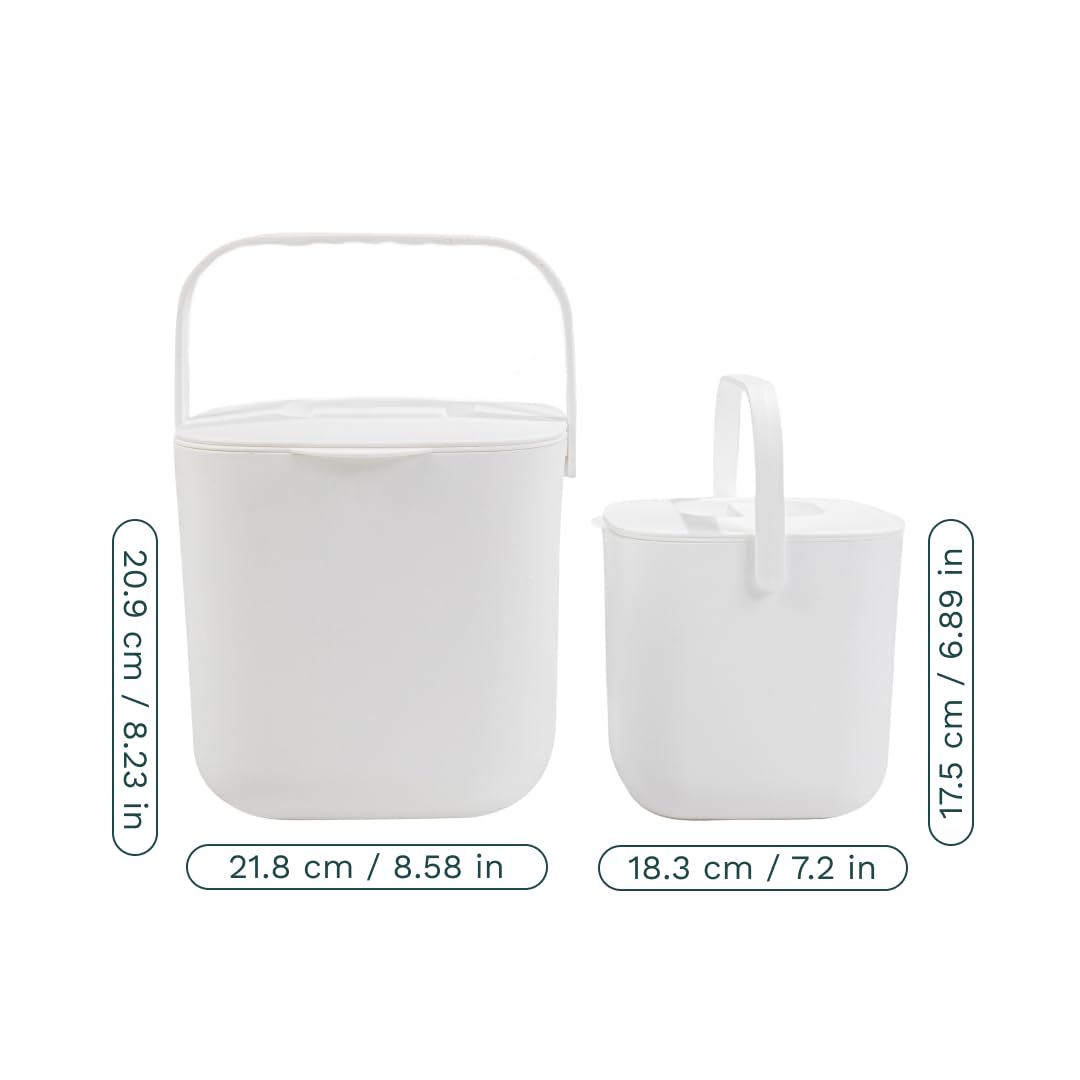Lomi Compost Bin | Kitchen Countertop | Odorless | Easy Clean (White, 7L / 1.8 GAL)