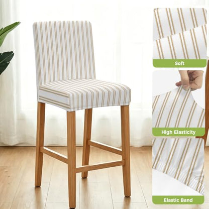 Espresso Brown Vintage Style Bar Stool Chair Covers Set of 4 with Back