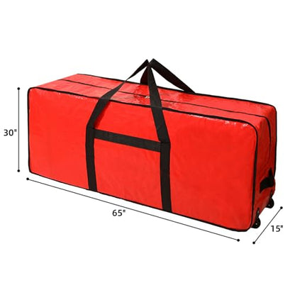 Christmas Tree Storage Bag with Wheels - Fits 7.5-9 ft Artificial Tree, Red