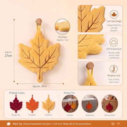 Fall Maple Leaf Hand Towels with Hanging Hooks - 3 Pack