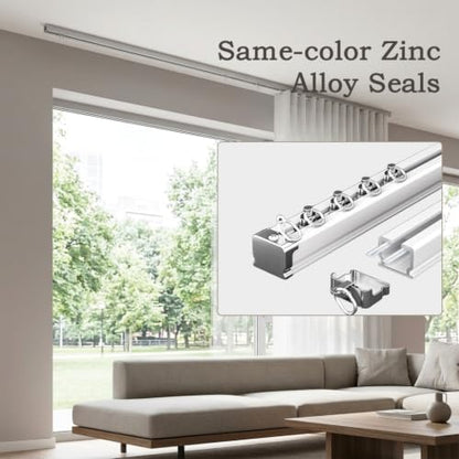 Heavy Duty Ceiling Curtain Track with Silent Rollers 15ft Champagne