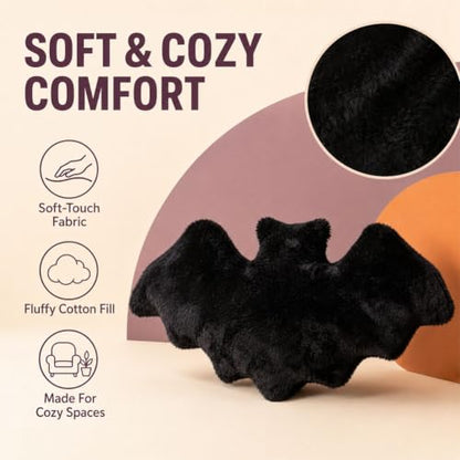 Halloween Bat Throw Pillow 18x9 Inch Cozy Gothic Indoor Decor - 1Pc
