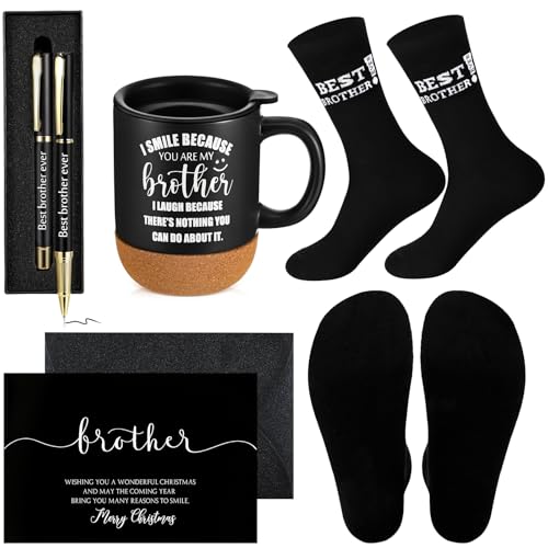 Brother Gifts Set - Coffee Mug Socks Pen Card Gift Box for Brothers