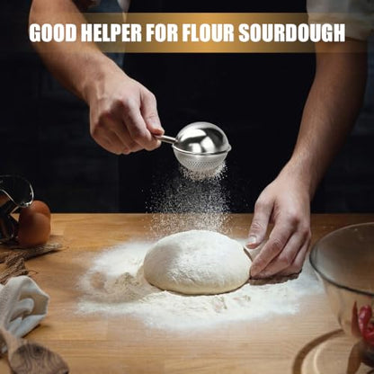 2PCS Stainless Steel Flour Duster for Baking, Even Dusting & Refillable