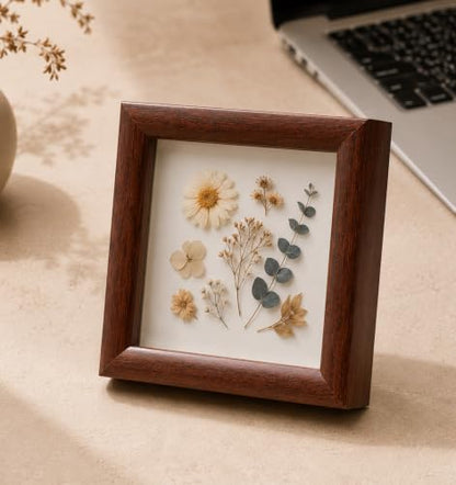 4x4 Solid Wood Shadow Box Frame for Keepsakes and Display
