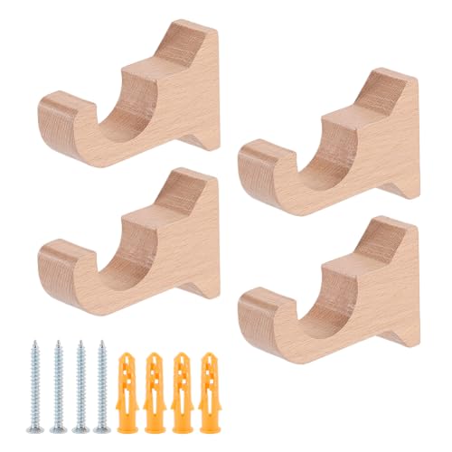 Wooden Curtain Rod Brackets 1.2 Inch Mount - Beech Wood Support, 1.9x3x0.8 Inch Variation