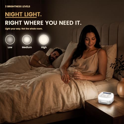 White Noise Machine for Baby & Adults with 43 Sounds, Night Light & Bluetooth