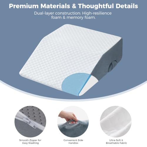 Post-Surgery Leg Elevation Pillow Memory Foam Wedge with Removable Cover