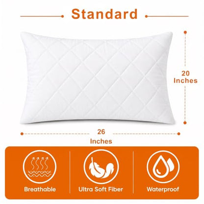 Queen Size Waterproof Microfiber Pillow Protectors Set - 2 Pack
