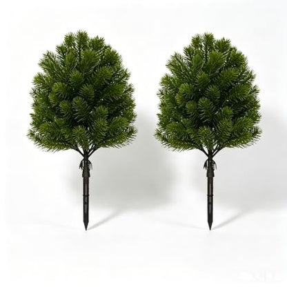 Dark Green 2Pcs Christmas Tree Pine Stakes 17 Inches Yard Decor