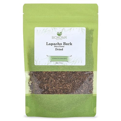 Biokoma Pure and Natural Lapacho Bark (PAU d’Arco) Dried Herb 100g (3.55oz) in Resealable Moisture Proof Pouch - Herbal Tea, No Additives, No Preservatives, Kosher