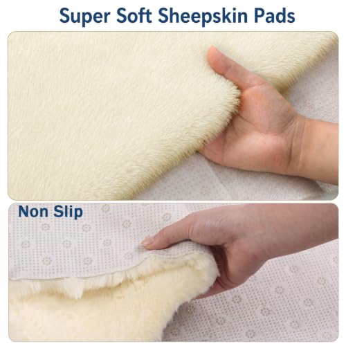 Sheepskin Bed Sore Prevention Pad - 30x60in Beige Support Mattress Cover