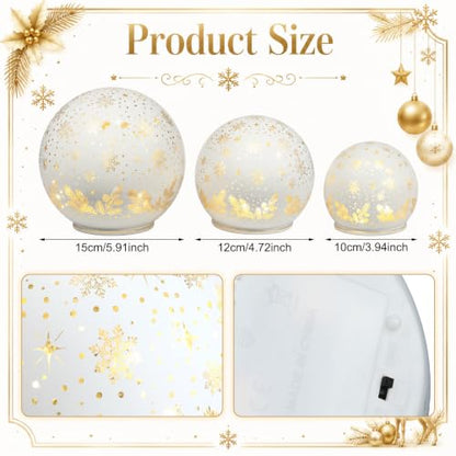 Christmas Snow Globe Table Lights Set - Battery Operated Holiday Decor