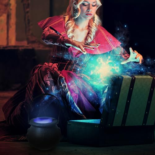 LED Halloween Mist Maker with Witch Cauldron - Creepy Fog Effect for Parties