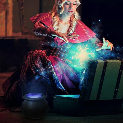 LED Halloween Mist Maker with Witch Cauldron - Creepy Fog Effect for Parties