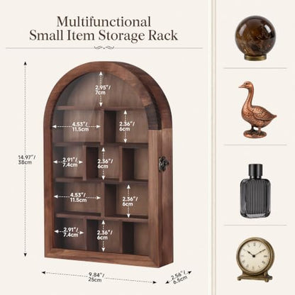 Aulin Rustic Wooden Shadow Box with Acrylic Door - 10x15 Inch Display Shelf