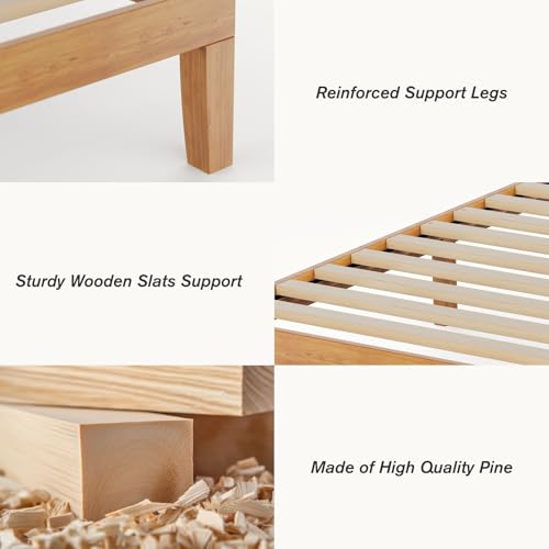 Sweetcrispy Twin Size Bed Frame - 12 Inch Wooden Platform Bed with Support