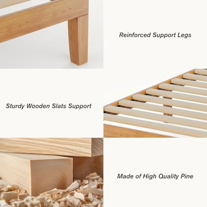 Sweetcrispy Twin Size Bed Frame - 12 Inch Wooden Platform Bed with Support