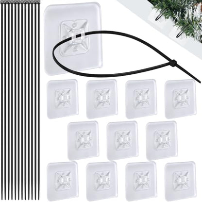 12 Pcs Black Christmas Garland Hangers with Transparent Zip Tie Mounts