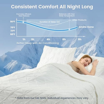 King Size Pearl White Cooling Comforter Set with Pintuck Design - Amélie Home