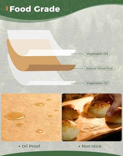 Unbleached Baking Parchment Paper Roll - 15 Inch, Heavy Duty & Food Safe