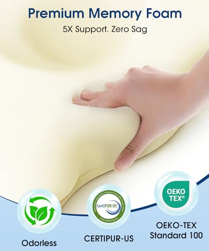 Memory Foam Neck Pillow with Adjustable Heights and Cooling Cover