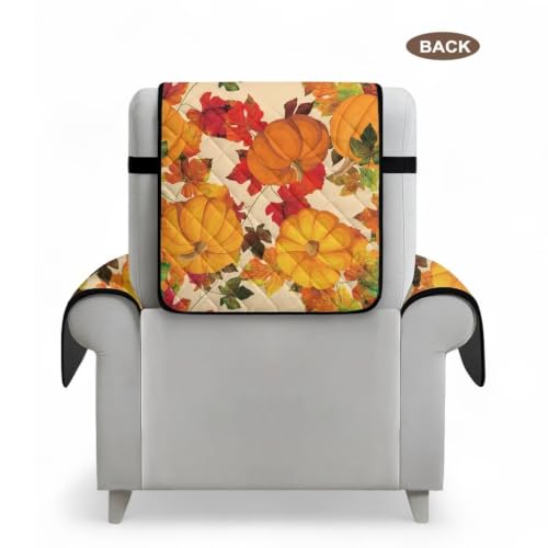 Pumpkin Recliner Chair Cover Quilted Recliner Protector Thanksgiving