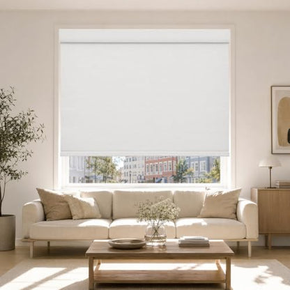 Blackout Window Shades Linen Texture Cordless Roller Blinds for Bedroom & Living Room