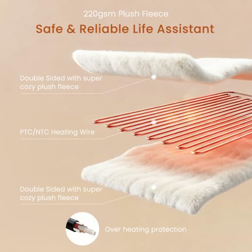 White Heated Throw Blanket 50x60 with Button Controller - Cozy & Soft