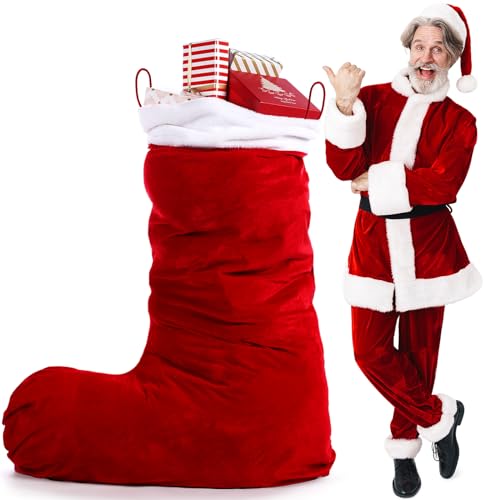 60 Inch Jumbo Velvet Christmas Stocking - Classic Red with White Fur Trim – Variation: Classic / Red